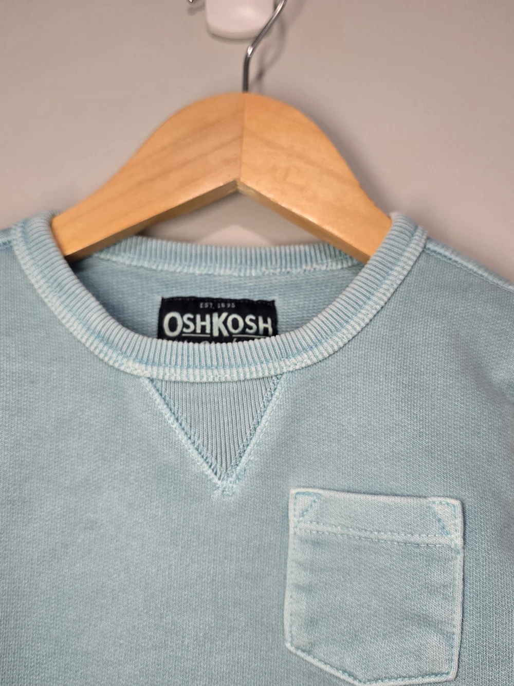 OshKosh Baby Blue Crewneck Sweatshirt with Chest Pocket